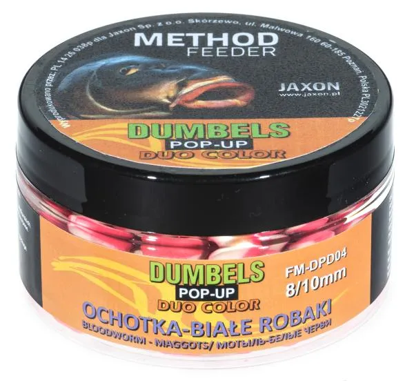 NextFish - Horgász webshop és horgászbolt - JAXON DUMBELS DUO COLOR POP-UP METHOD FEEDER MAGGOTS/BLOODWORM 30g 8/10mm