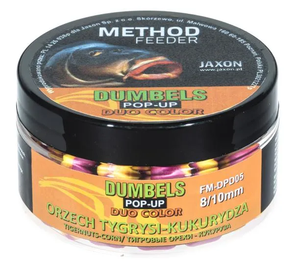 NextFish - Horgász webshop és horgászbolt - JAXON DUMBELS DUO COLOR POP-UP METHOD FEEDER TIGERNUTS/CORN 30g 8/10mm