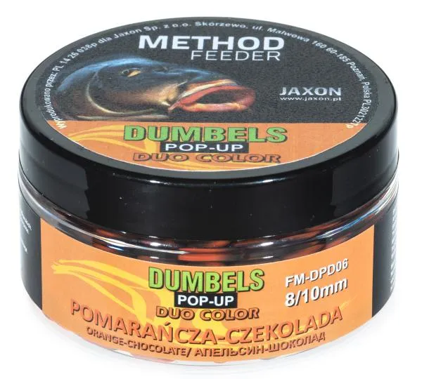 NextFish - Horgász webshop és horgászbolt - JAXON DUMBELS DUO COLOR POP-UP METHOD FEEDER ORANGE/CHOCOLATE 30g 8/10mm