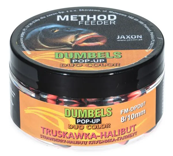 NextFish - Horgász webshop és horgászbolt - JAXON DUMBELS DUO COLOR POP-UP METHOD FEEDER STRAWBERRY/HALIBUT 30g 8/10mm