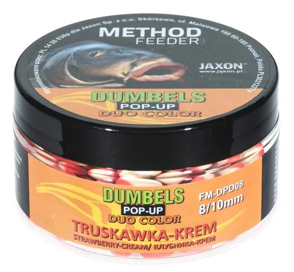 NextFish - Horgász webshop és horgászbolt - JAXON DUMBELS DUO COLOR POP-UP METHOD STRAWBERRY/CREAM 30g 8/10mm