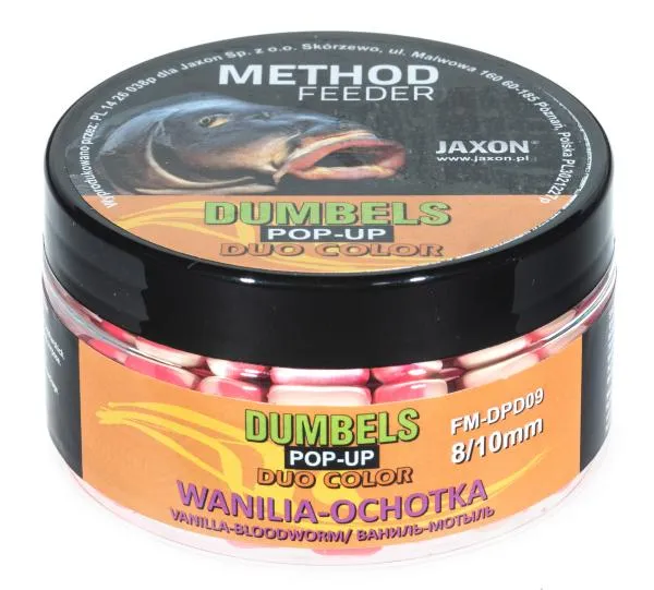 NextFish - Horgász webshop és horgászbolt - JAXON DUMBELS DUO COLOR POP-UP METHOD FEEDER VANILLA/BLOODWORM 30g 8/10mm