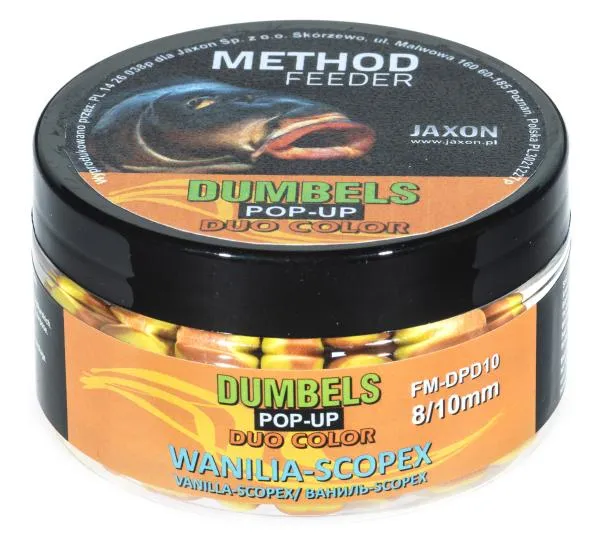 NextFish - Horgász webshop és horgászbolt - JAXON DUMBELS DUO COLOR POP-UP METHOD FEEDER VANILLA/SCOPEX 30g 8/10mm