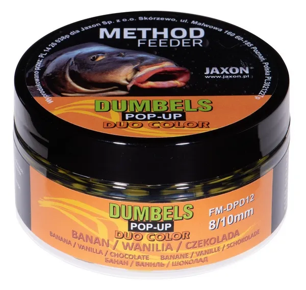 NextFish - Horgász webshop és horgászbolt - JAXON DUMBELS DUO COLOR POP-UP METHOD FEEDER BANANA/VANILLA/CHOCOLATE 30g 8/10mm