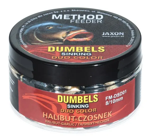 NextFish - Horgász webshop és horgászbolt - JAXON DUMBELS DUO COLOR SINKING METHOD FEEDER HALIBUT/FOKHAGYMA 50g 8/10mm wafter