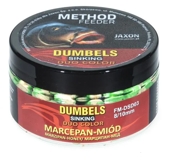 NextFish - Horgász webshop és horgászbolt - JAXON DUMBELS DUO COLOR SINKING METHOD FEEDER MARCIPÁN/MÉZ 50g 8/10mm wafter