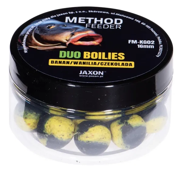 NextFish - Horgász webshop és horgászbolt - JAXON DUO-BOILIES METHOD FEEDER BANANA/VANILLA/CHOCOLATE 5x40g 16mm