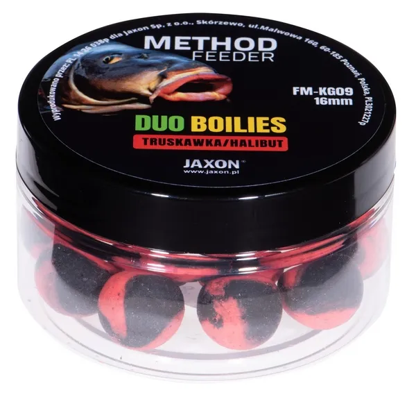 NextFish - Horgász webshop és horgászbolt - JAXON DUO-BOILIES METHOD FEEDER STRAWBERRY/HALIBUT 5x40g 16mm