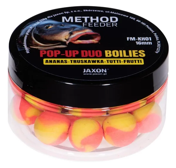 NextFish - Horgász webshop és horgászbolt - JAXON POP-UP DUO-BOILIES METHOD FEEDER PINEAPPLE/TUTTI-FRUTTI/STRAWBERRY 40g 16mm