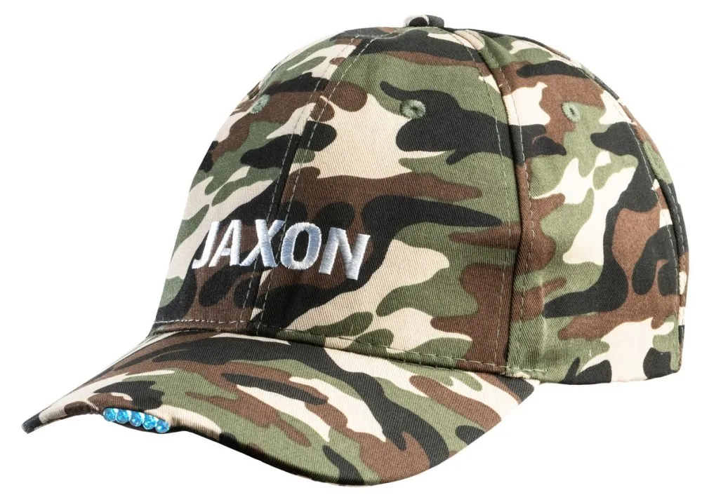 NextFish - Horgász webshop és horgászbolt - JAXON CAP WITH FLASHLIGHT - CAMOUFLAGE(LIGHT) 5 led 2xCR2032 INCLUDED baseball sapka