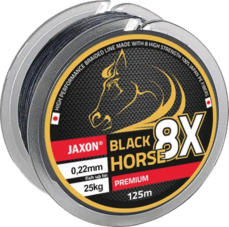 NextFish - Horgász webshop és horgászbolt - JAXON BLACK HORSE 8X PREMIUM BRAIDED LINE 0,12mm 125m