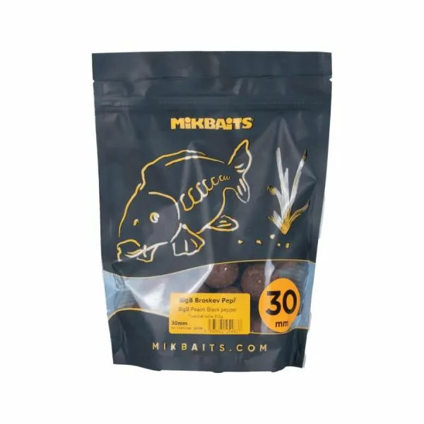 NextFish - Horgász webshop és horgászbolt - LEGENDs BIGB BOJLI – ŐSZIBARACK-FEKETE BORS – BROSKEV-BLACK PEPPER 300g - 30mm