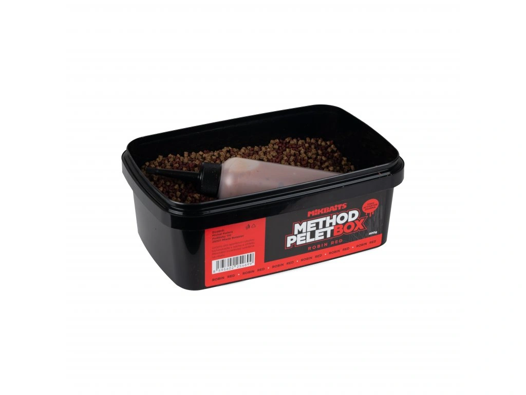 NextFish - Horgász webshop és horgászbolt - Mikbaits Method Pellet Box Robin Red 400 g + Activator 120 ml