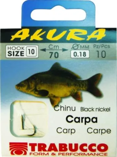 NextFish - Horgász webshop és horgászbolt - AKURA CARP  LIBR. 01X0,30, előkötött horog