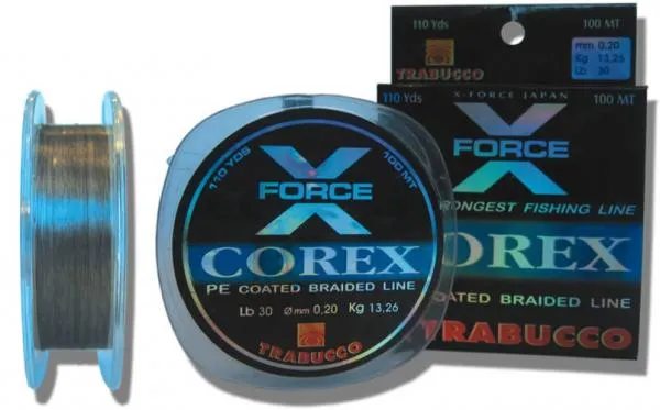 NextFish - Horgász webshop és horgászbolt - TRABUCCO ** X-FORCE COREX PE COATED BRAID LINE  0,10/100 m, fonott zsinór