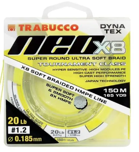 NextFish - Horgász webshop és horgászbolt - TRABUCCO DYNA-TEX NEO X8 YELLOW FONOTTZSINÓR 150m 0,185