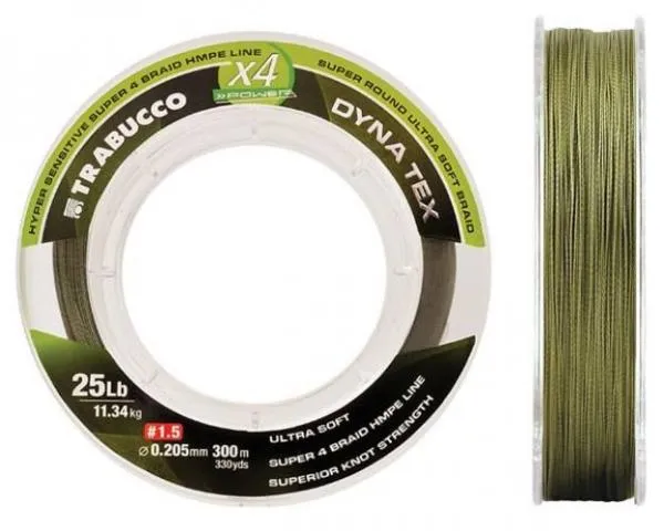 NextFish - Horgász webshop és horgászbolt - Trabucco DYNA-TEX X4 POWER MOSS GREEN 300m 0.435, fonott zsinór