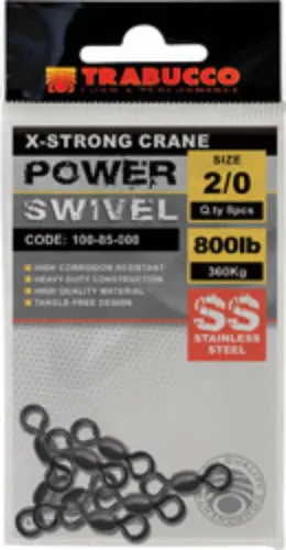 NextFish - Horgász webshop és horgászbolt - TRABUCCO SS X-STRONG CRANE POWER SWIVEL 8db 2/0 rozsdamentes forgó