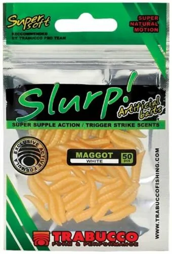 NextFish - Horgász webshop és horgászbolt - Trabucco Slurp Bait Maggot natural White 50 db, natur fehér gumicsonti