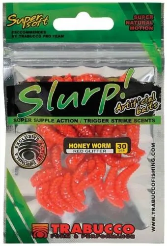 NextFish - Horgász webshop és horgászbolt - Trabucco Slurp Bait Honey Worm XL 25 db Re, gumi méhlárva