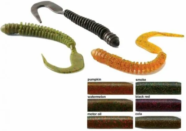 NextFish - Horgász webshop és horgászbolt - Rapture W. Ribbed Curly Tail 10cm Motor Oil 10db lágygumi csali