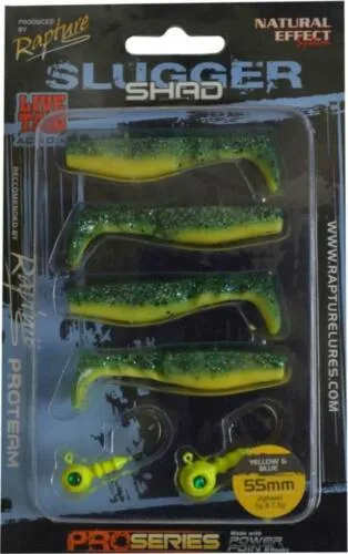 NextFish - Horgász webshop és horgászbolt - Rapture Slugger Shad Set 55 Yellow & Blue 4+2db/csg, műcsali szett