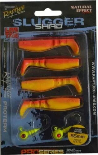 NextFish - Horgász webshop és horgászbolt - Rapture Slugger Shad Set 55 Flame Yellow 4+2db/csg, műcsali szett