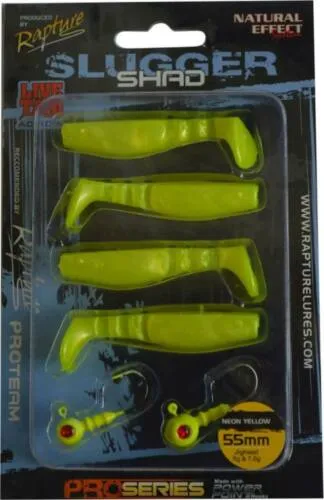 NextFish - Horgász webshop és horgászbolt - Rapture Slugger Shad Set 55 Neon Yellow 4+2db/csg, műcsali szett