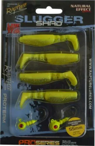 NextFish - Horgász webshop és horgászbolt - Rapture Slugger Shad Set 55glowing 4+2db/csg, műcsali szett