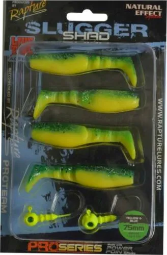 NextFish - Horgász webshop és horgászbolt - Rapture Slugger Shad Set 75 Yellow / Blue 4+2db/csg, műcsali szett