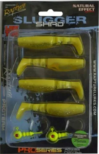 NextFish - Horgász webshop és horgászbolt - Rapture Slugger Shad Set 75 Chartreuse Ghost 4+2db/csg, műcsali szett