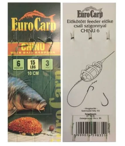 NextFish - Horgász webshop és horgászbolt - EuroCarp előkötött feeder előke csaliszigonnyal Chinu-6 10cm 15lbs