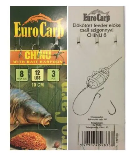 NextFish - Horgász webshop és horgászbolt - EuroCarp előkötött feeder előke csaliszigonnyal Chinu-8 10cm 12lbs