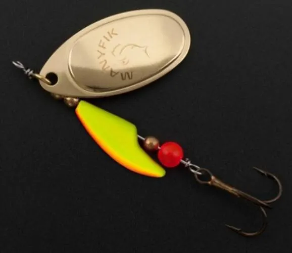 NextFish - Horgász webshop és horgászbolt - Manyfik Mobby F Fg06-1 3,5g Gold-Fluo körforgó villantó