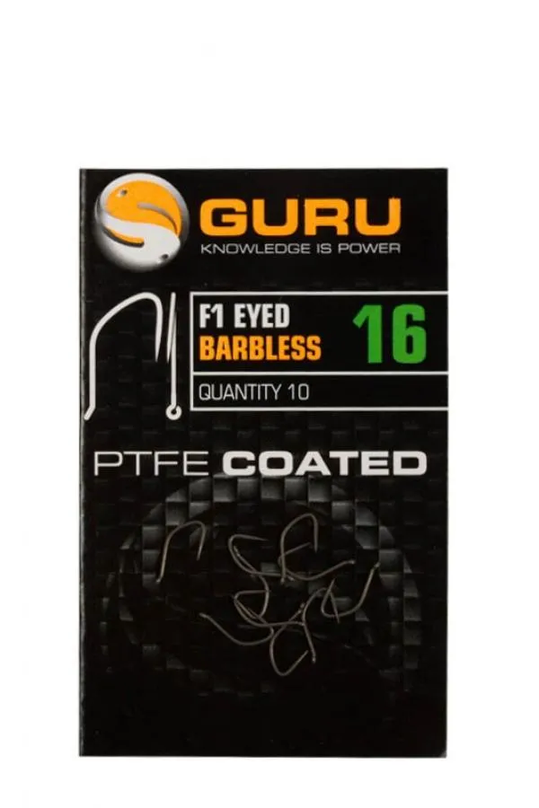 NextFish - Horgász webshop és horgászbolt - GURU F1 Eyed Hook Size 14 (Barbless/Eyed)