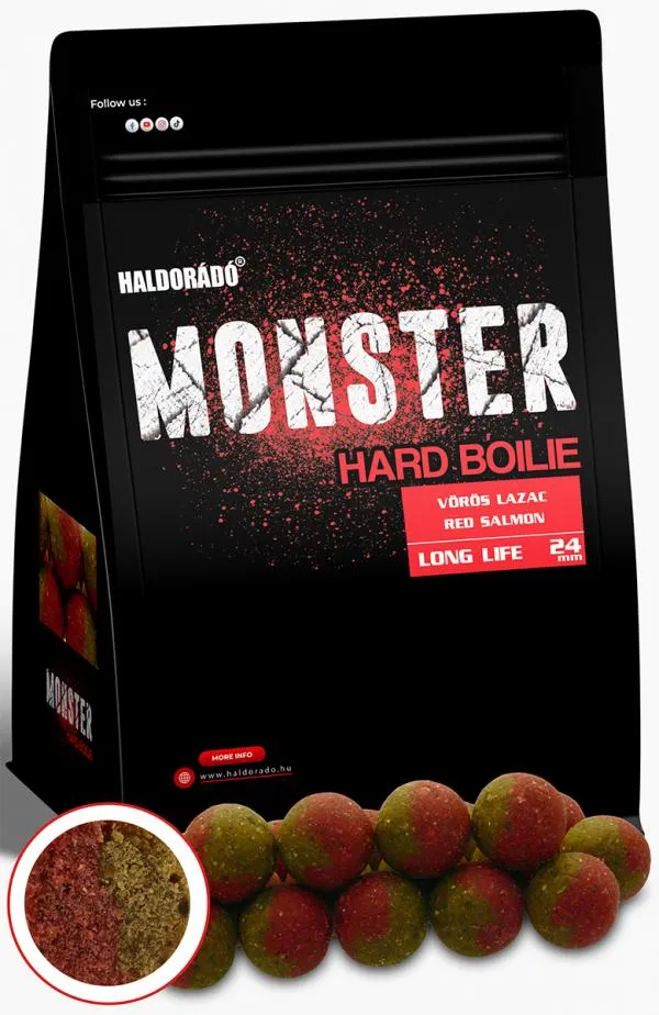 NextFish - Horgász webshop és horgászbolt - HALDORÁDÓ MONSTER Hard Boilie 24+ - Vörös Lazac