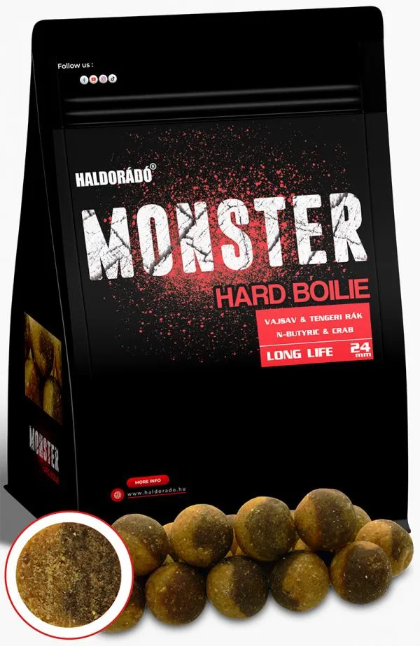 NextFish - Horgász webshop és horgászbolt - HALDORÁDÓ MONSTER Hard Boilie 24+ - Vajsav & Tengeri rák