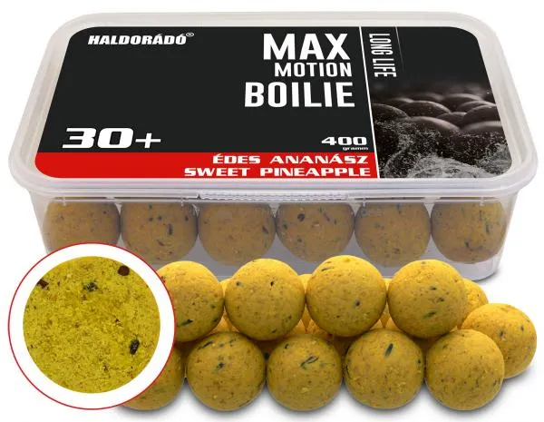 NextFish - Horgász webshop és horgászbolt - HALDORÁDÓ MAX MOTION Boilie Long Life 30+ mm - Édes Ananász