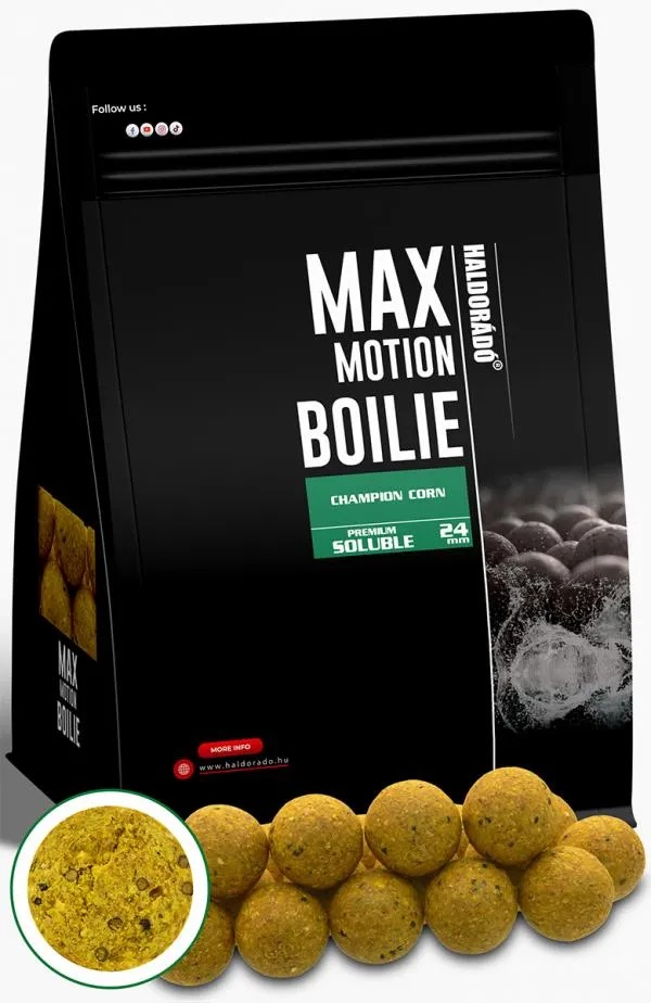 NextFish - Horgász webshop és horgászbolt - HALDORÁDÓ MAX MOTION Boilie Premium Soluble 24 mm - Champion Corn